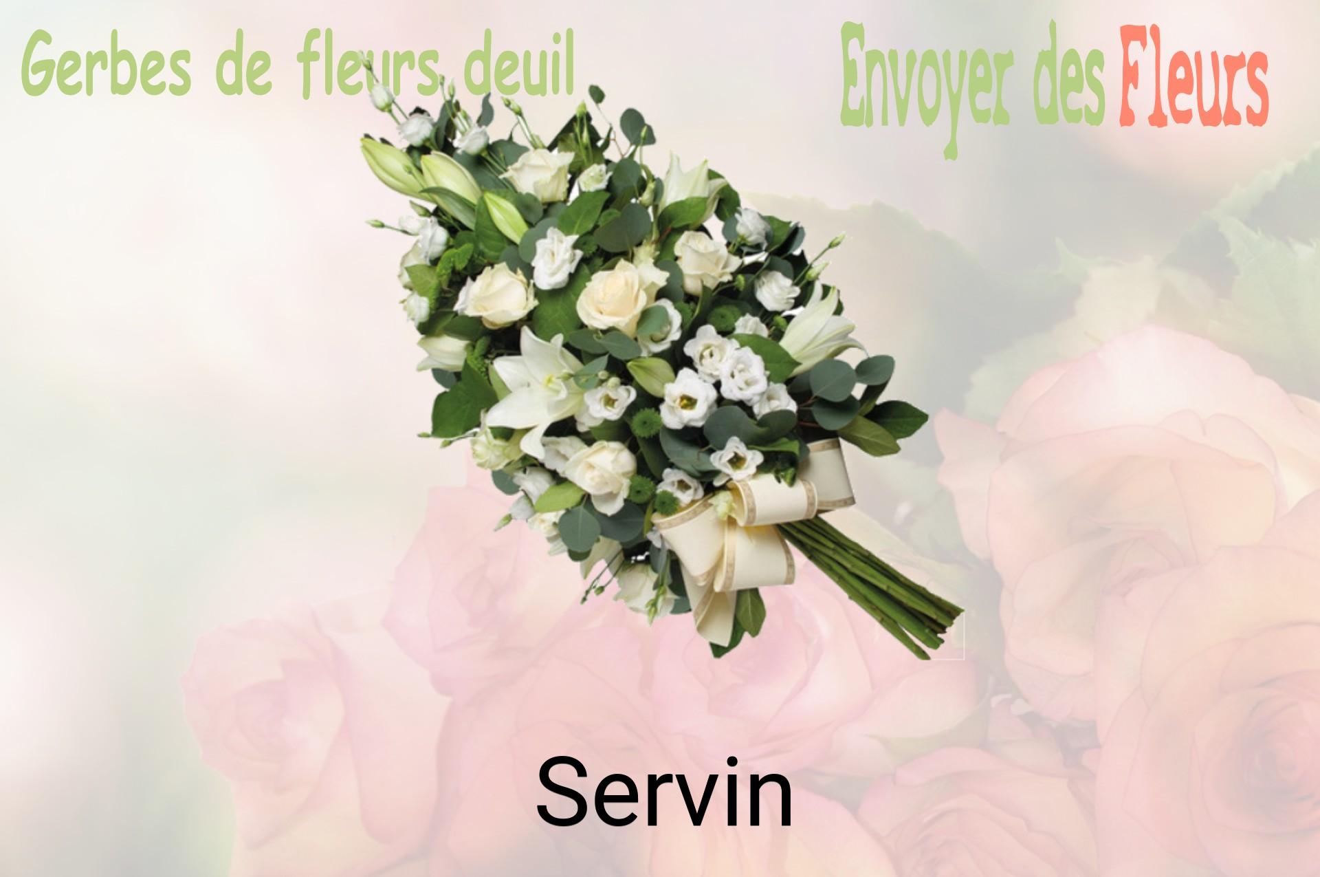 Gerbe de fleurs de deuil livrée à Servin